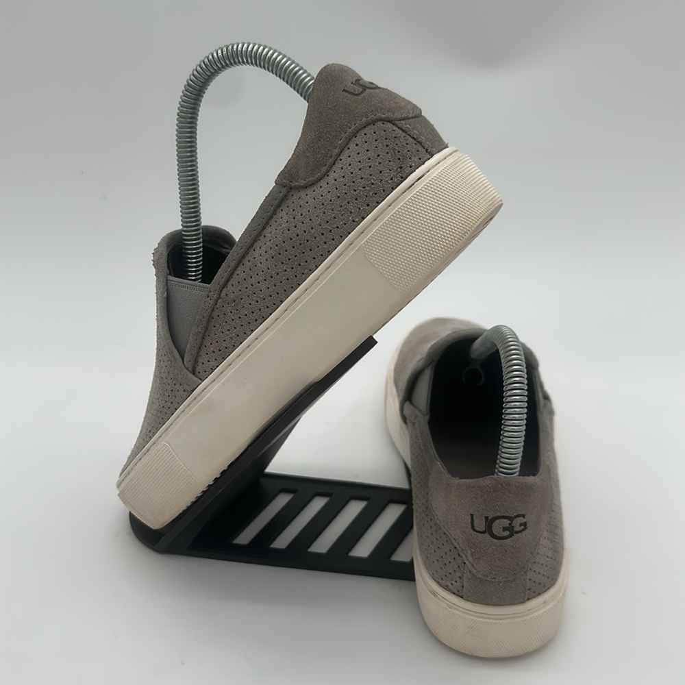 UGG Shoes Women 6.5 Abies Perforated Platform Slip On Sneaker 1108631 Gray Suede - Picture 4 of 14